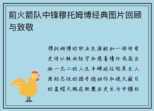 前火箭队中锋穆托姆博经典图片回顾与致敬